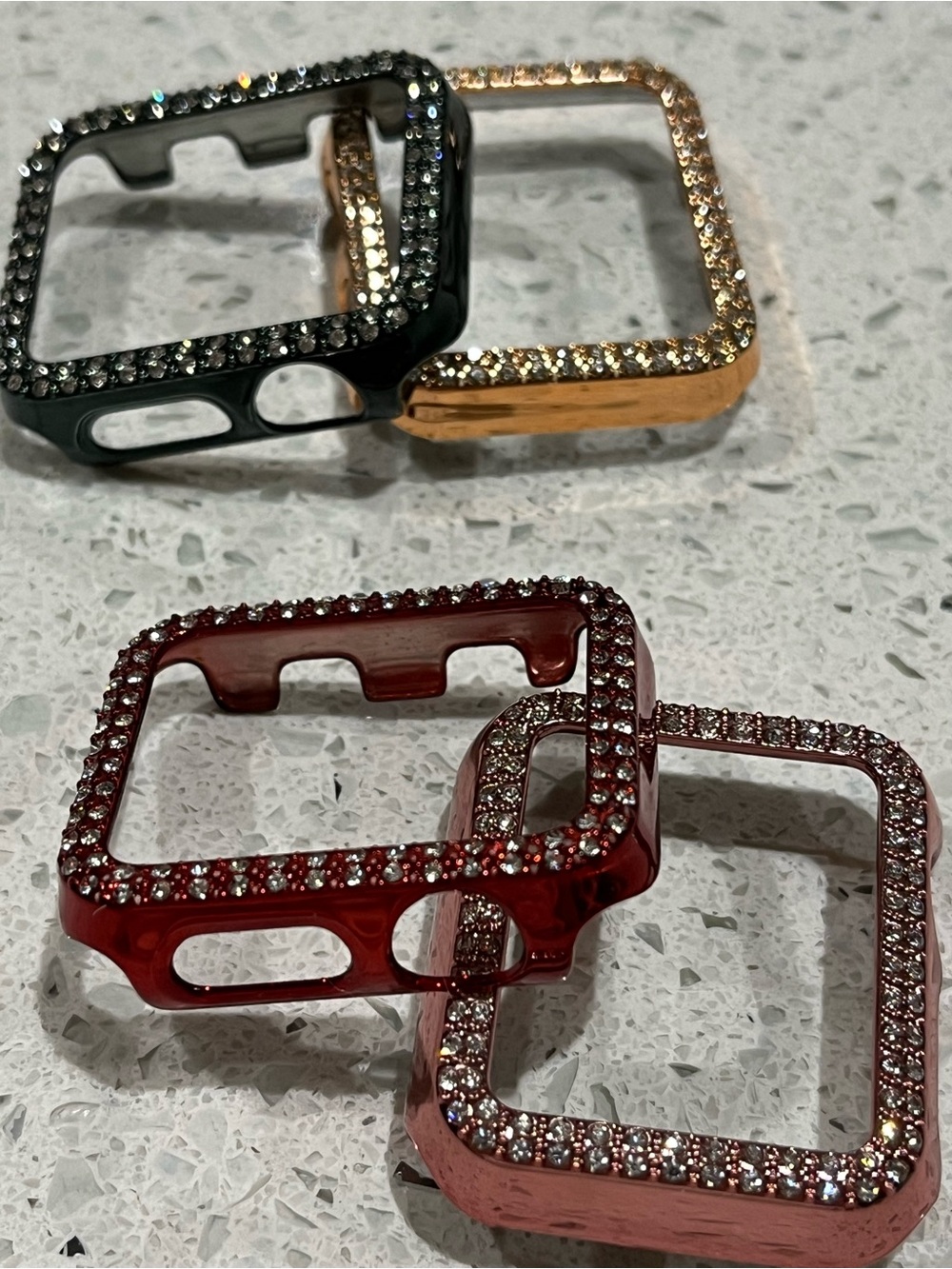Apple Watch Bezel Case Plastic Crystal Diamond Cover Set Of 4 - Picture 4 of 6